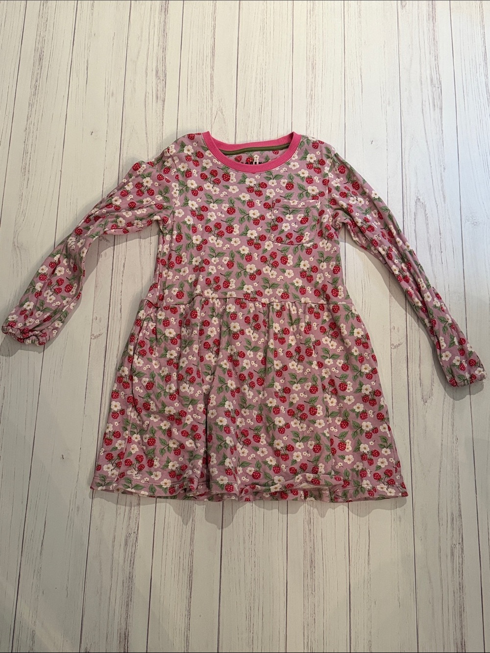 Girls' Pink Floral Long-Sleeve Dress